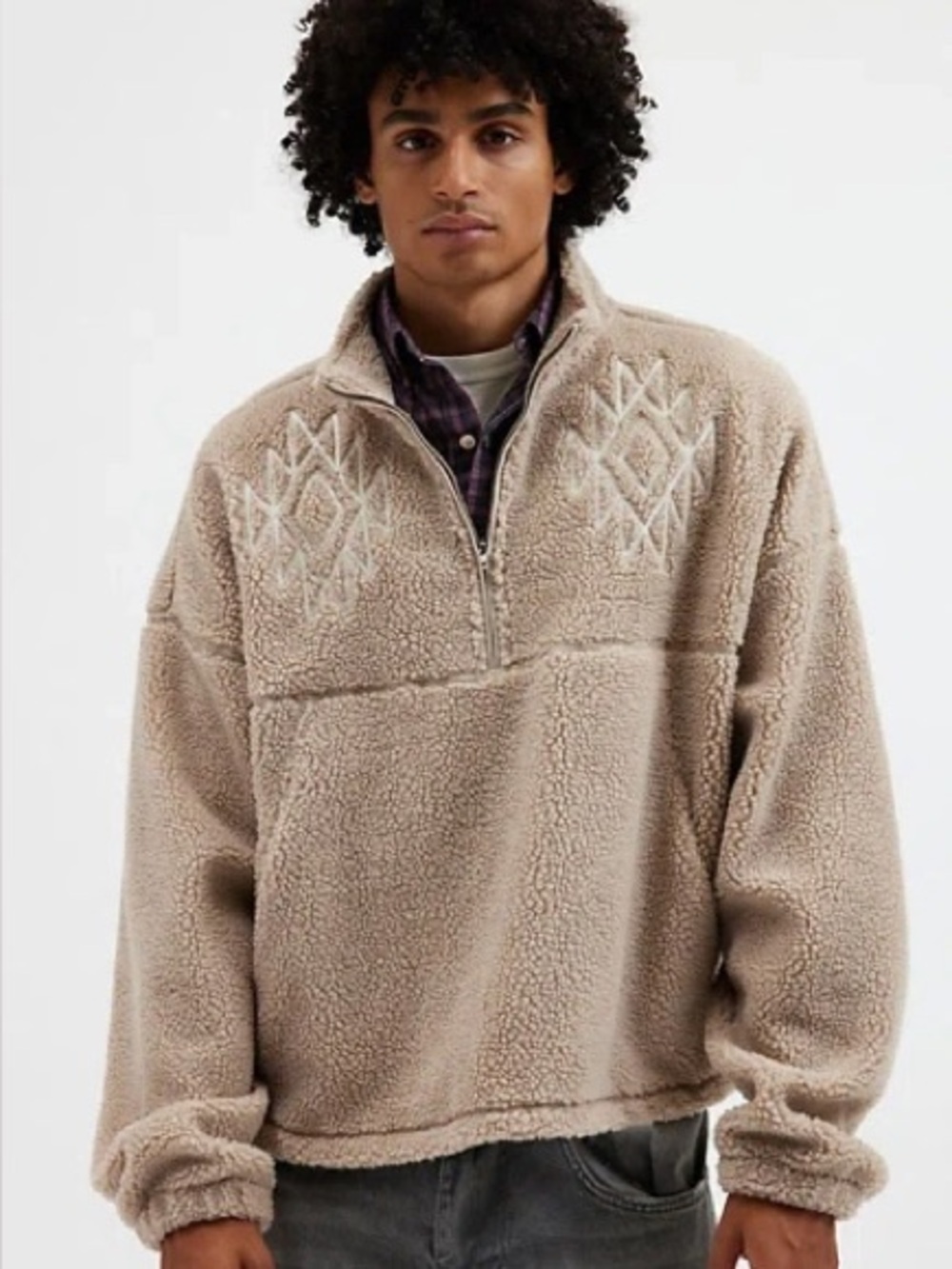 BDG Scotty Chainstitch Half Zip Teddy Fleece
